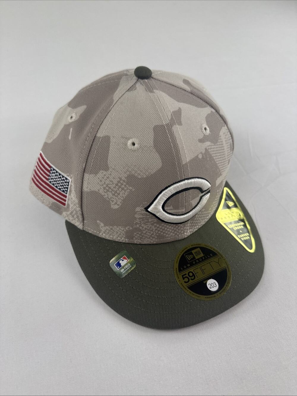 Men's New Era Light Beige/Olive Cincinnati Reds 2025 Armed Forces Day Low